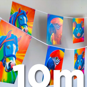 Guirlande publicitaire en PVC de 10 mètres, format longue portée pour attirer l’attention en extérieur.