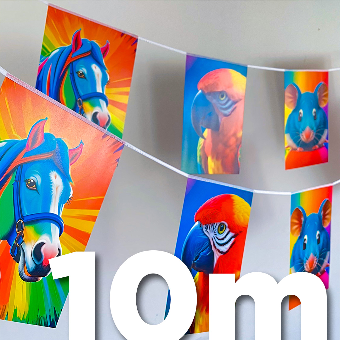 Guirlande publicitaire en PVC de 10 mètres, format longue portée pour attirer l’attention en extérieur.