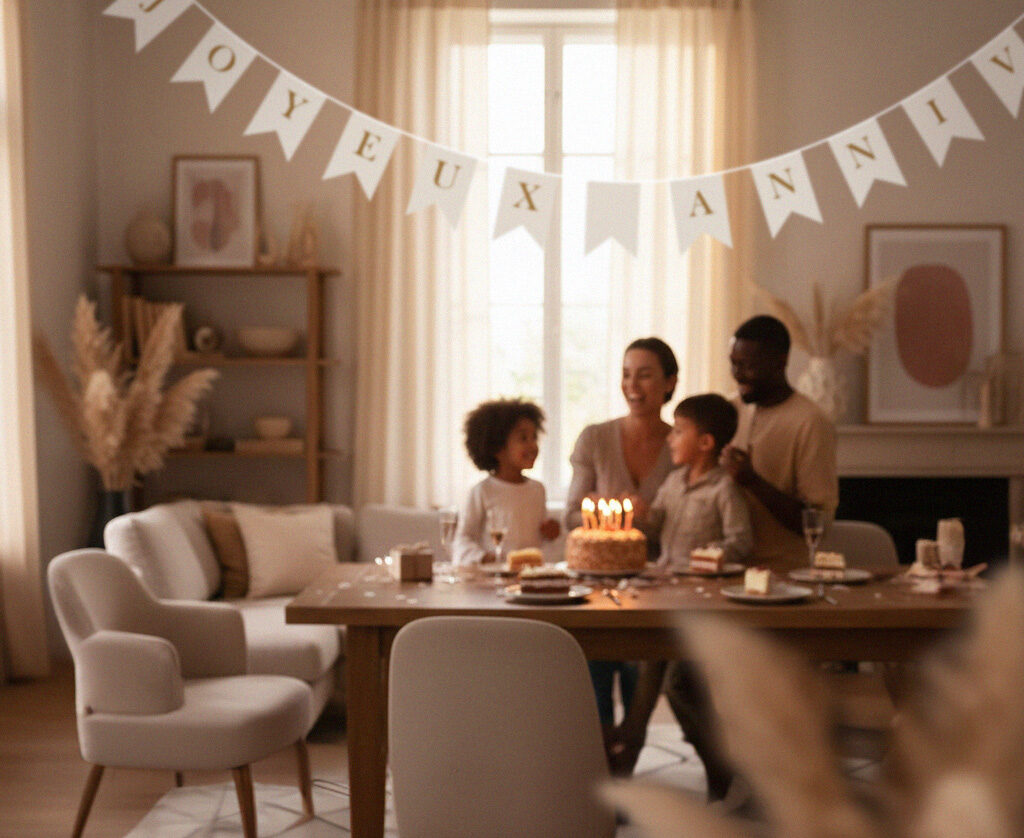 guirlande en papier pour décoration d'évènement anniversaire
